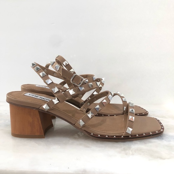 STEVE MADDEN Studded Strappy Nude Sandals - Picture 6 of 11
